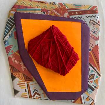 Relief in 3 sections using paper, wool and cardboard
