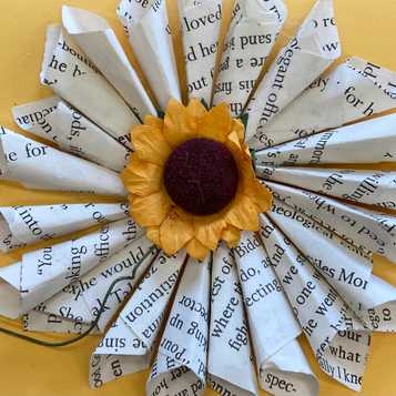 Relief flower using book paper