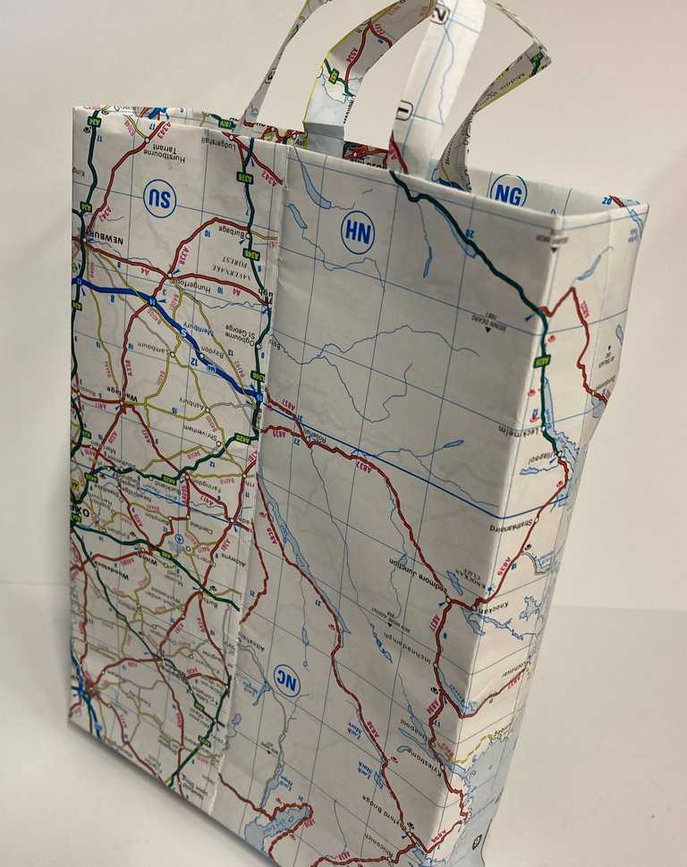 Handmade gift bag using old map paper