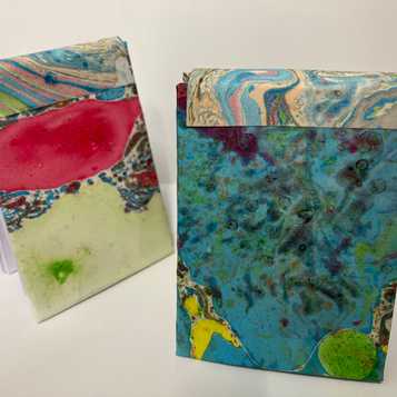 Marble paper constructed notebooks